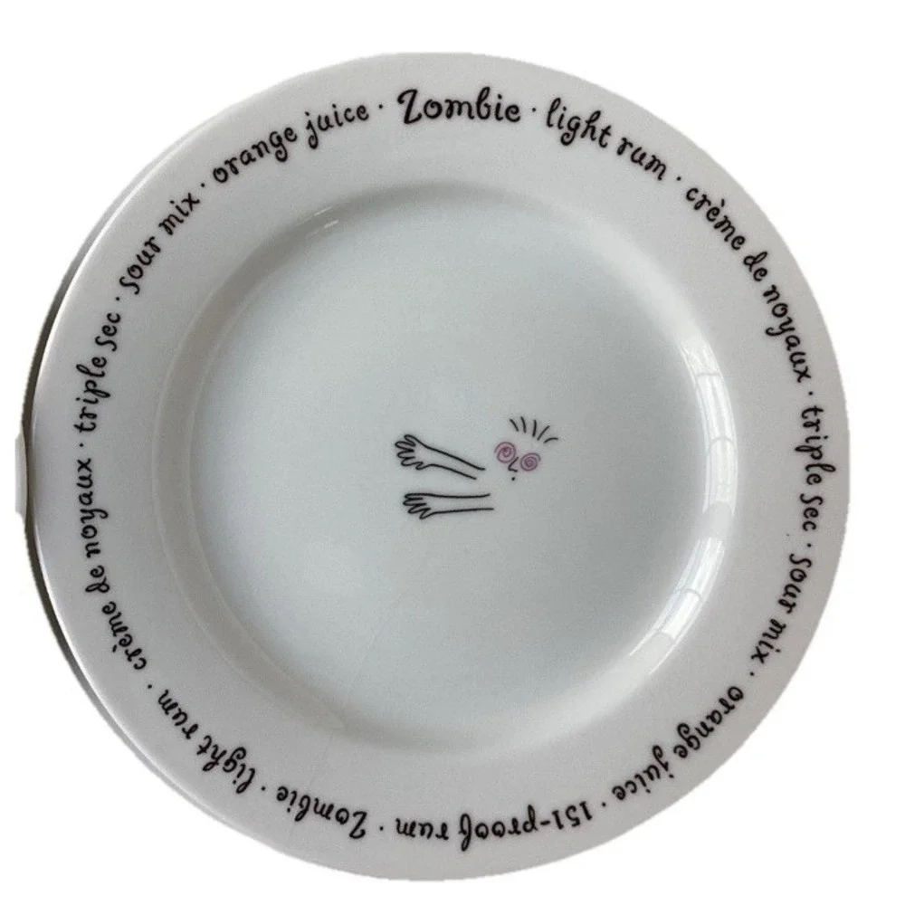 Pottery Barn Bar Lingo Appetizer Plates Set‎ of 7 Cocktail Drinks Party 8